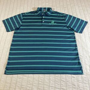 Peter Millar Summer Comfort Golf Shirt XL Blue Green Stripe All Over Bright